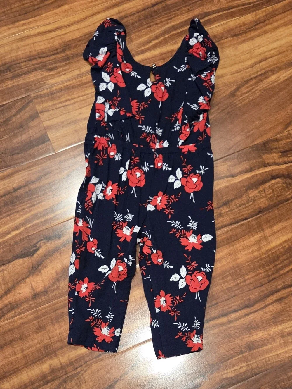 Janie and Jack 18-24 Months Navy/Red Floral Jumpsuit
